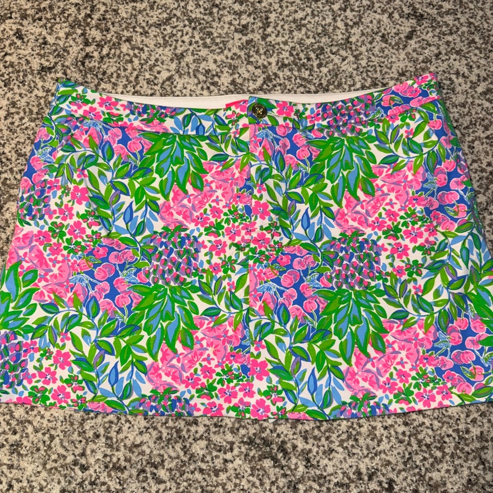 Lilly Pulitzer Green and Pink Mini Skirt Resort Wear
